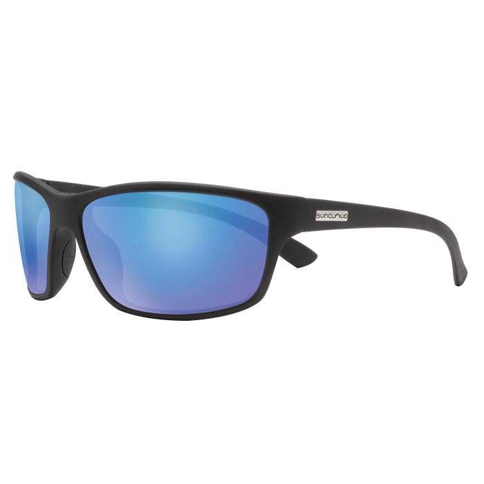 Suncloud Sentry Series Sunglasses, Evolve, Nylon, Matte Black, Polarized, Blue Mirror Lens