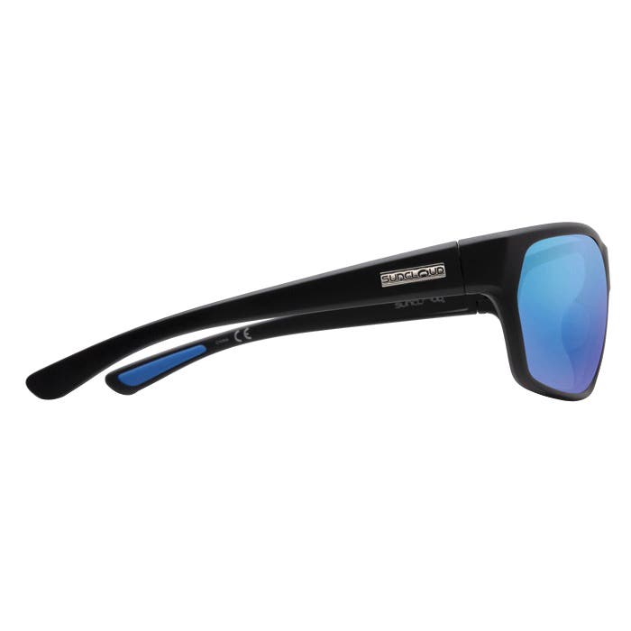 Suncloud Boone Series Sunglasses, Evolve, Plastic, Matte Black, Polarized, Blue Mirror Lens