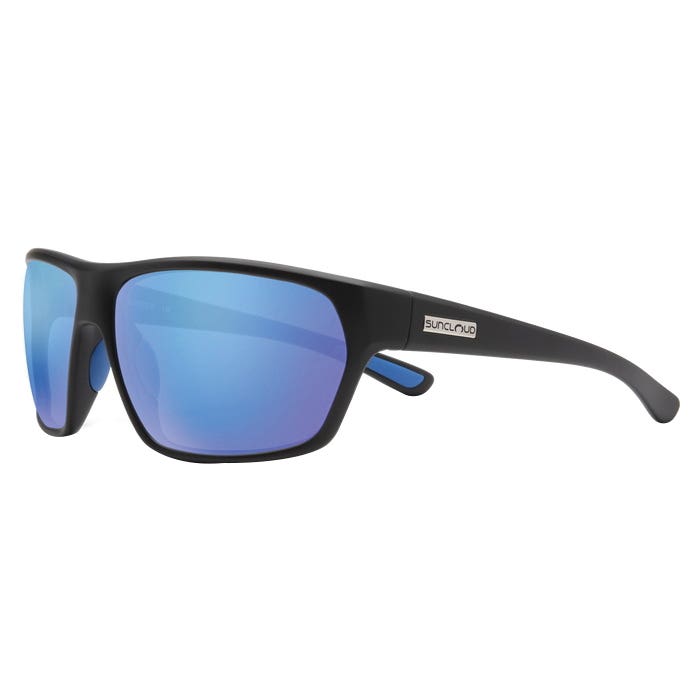 Suncloud Boone Series Sunglasses, Evolve, Plastic, Matte Black, Polarized, Blue Mirror Lens
