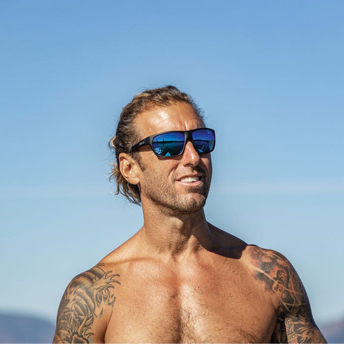 Suncloud Boone Series Sunglasses, Evolve, Plastic, Matte Black, Polarized, Blue Mirror Lens