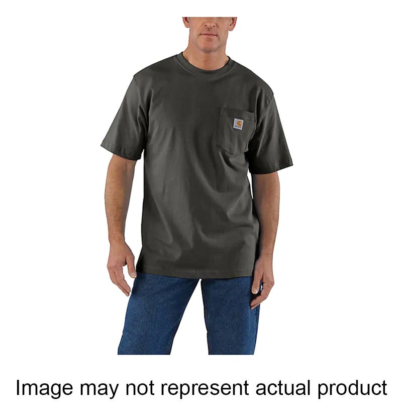 Carhartt T-Shirt, M, Regular, Cotton, Olive, Carhartt Label, Crew Neck, Short Sleeve, Loose