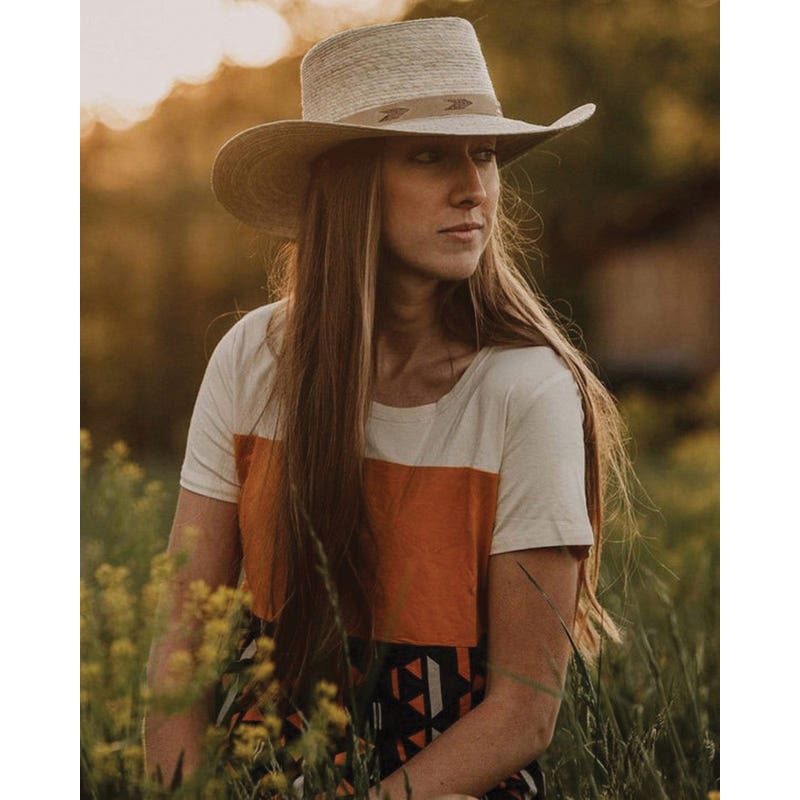 Outback Trading Company Santa Fe Series 15181-NAT-SM Hat, Wire Brim, S, Palm Straw, Natural