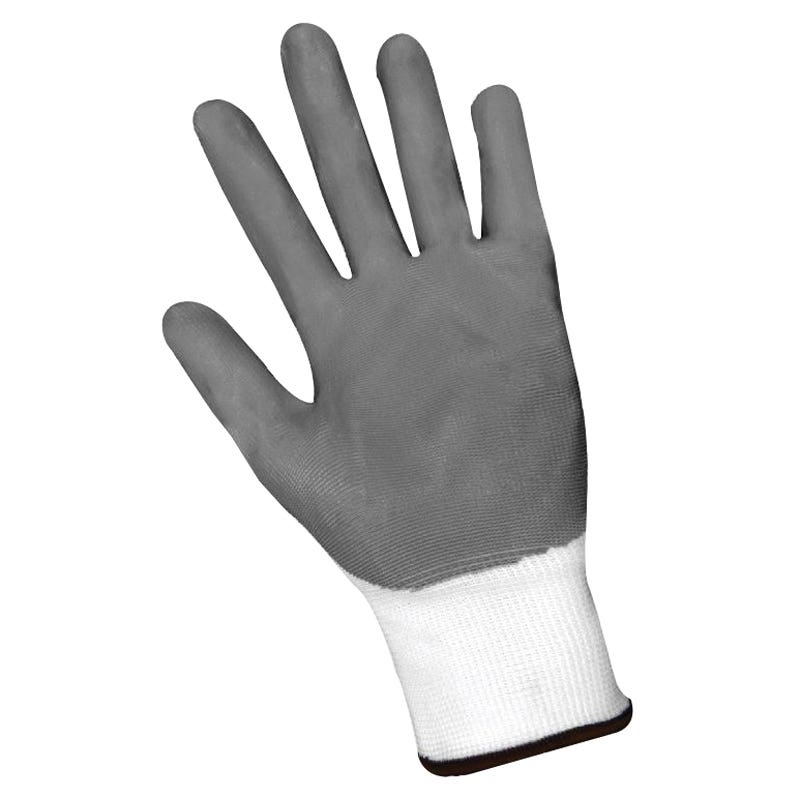 Global Glove 550E-XL Coated Gloves, XL, Knit Wrist Cuff, Nitrile Coating, Polyester Glove, Gray/White