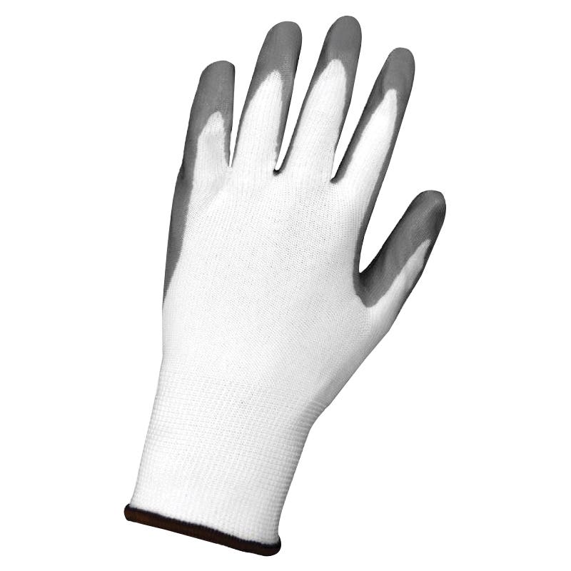 Global Glove 550E-XL Coated Gloves, XL, Knit Wrist Cuff, Nitrile Coating, Polyester Glove, Gray/White