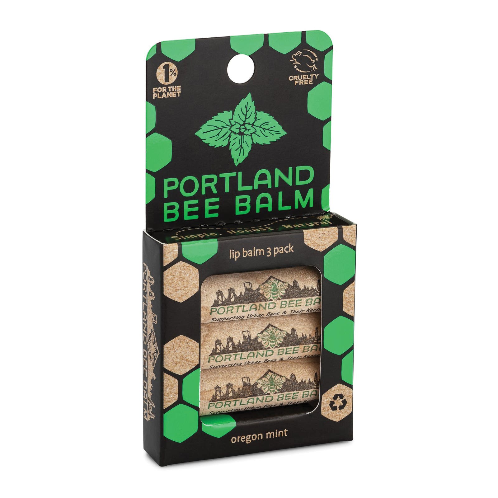Portland Bee Balm Oregon Mint Lip Balm 3 Pack