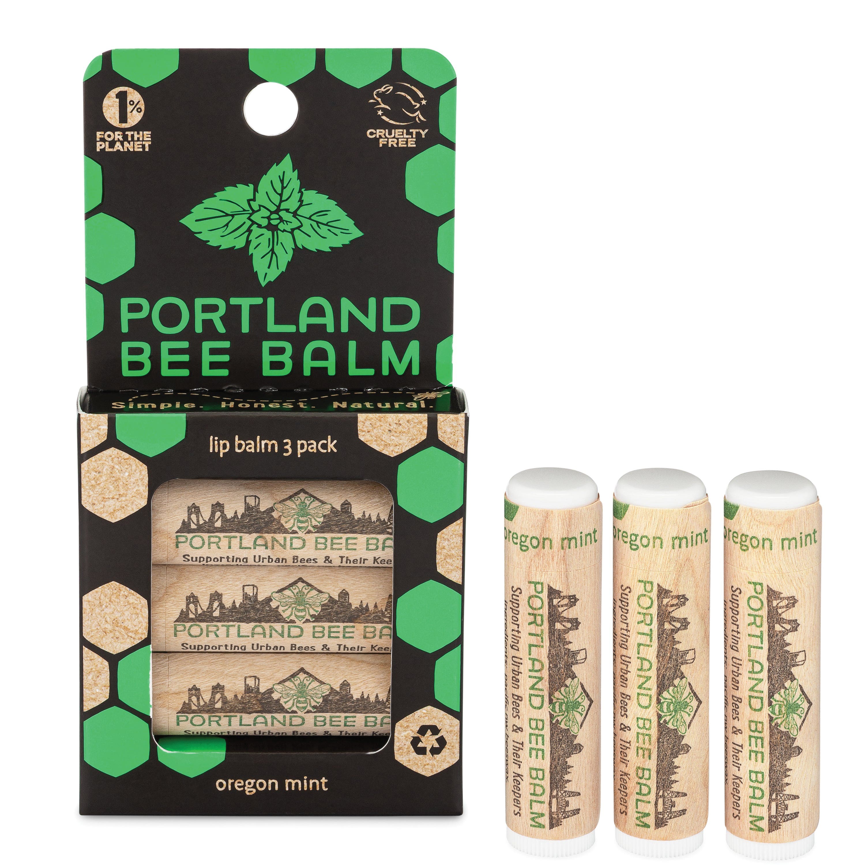 Portland Bee Balm Oregon Mint Lip Balm 3 Pack