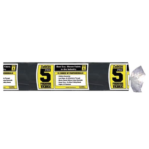 DeWitt PRO-5 Weed-Barrier Series Landscape Weed Barrier, 250 ft L, 8 ft W, 28 mil Thick, Polypropylene, Black
