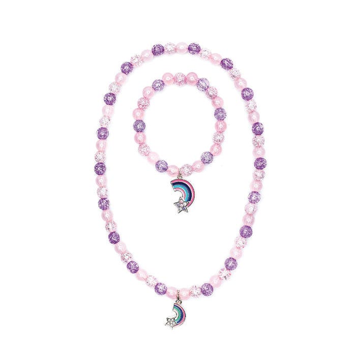 Great Pretenders Necklace and Bracelet Set, Bedazzled Star, Beads, Purple