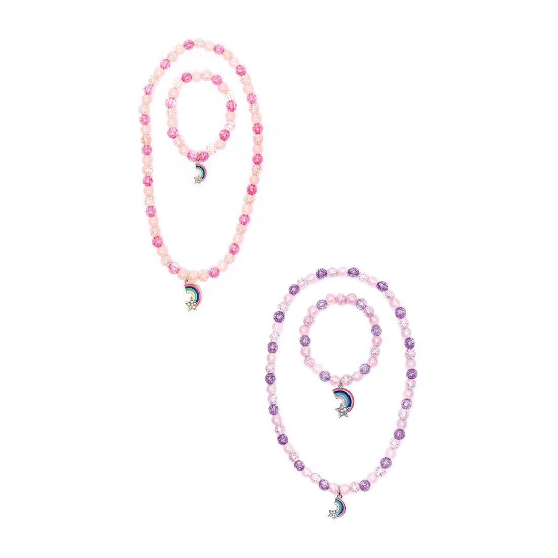 Great Pretenders Necklace and Bracelet Set, Bedazzled Star, Beads, Purple