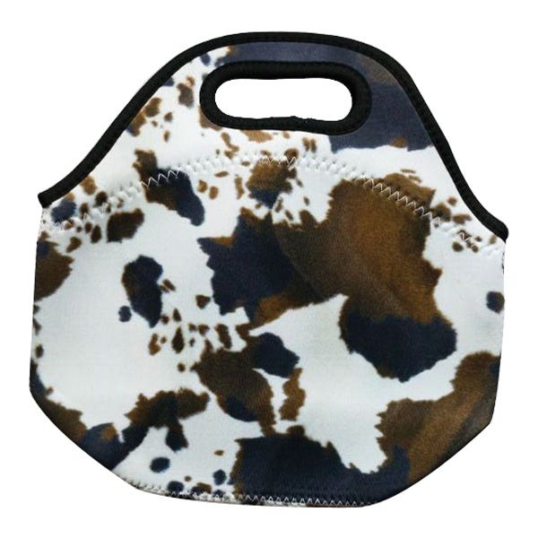 Front Porch Boutique Lunch Tote, Brown Cowhide