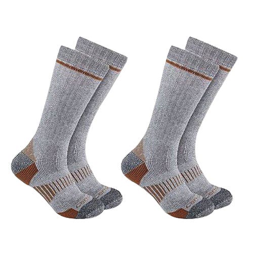 Carhartt Boot Socks, Men's, XL, Acrylic/Elastane/Nylon/Polyester/Wool, Gray - 902894