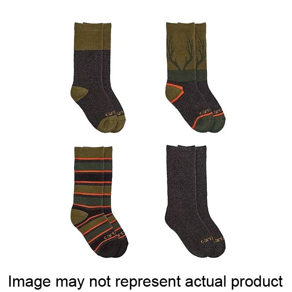 Carhartt Kid's Crew Socks, M, Assorted, Boy's, Acrylic/Elastane/Polyester