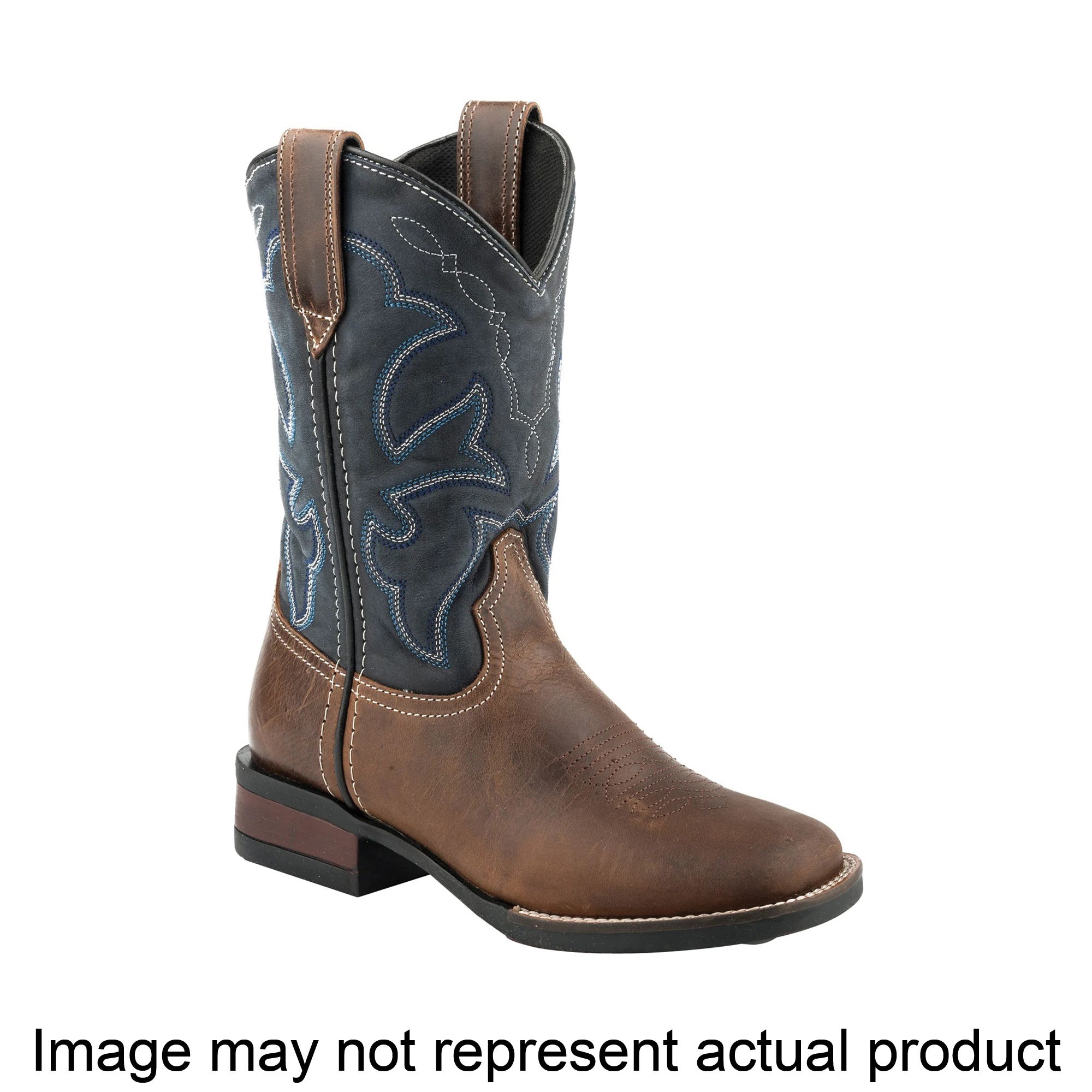 Roper 09-119-0911-2941-BR--06 Boots, Boy's, 6, Embroidered, Brown/White, Leather