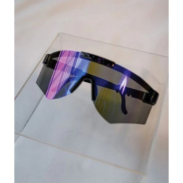 Front Porch Boutique Sport Shade Sunglasses, Polycarbonate, Black, Polarized, Blue Lens