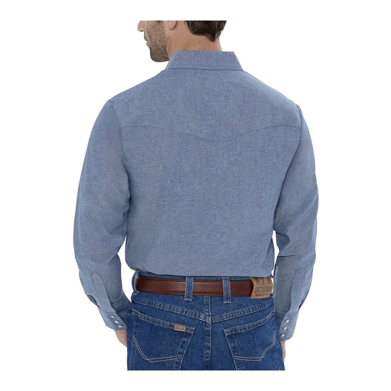 Ely Cattleman 15202975RG-CHAMBRAY-2XL Western Shirt, 2XL, Regular, Cotton, Chambray, Long Sleeve, Snap