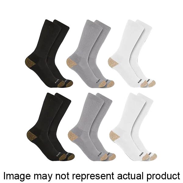 Carhartt Crew Socks, Men's, XL, Elastane/Fiber/Polyester/Polypropylene, Assorted