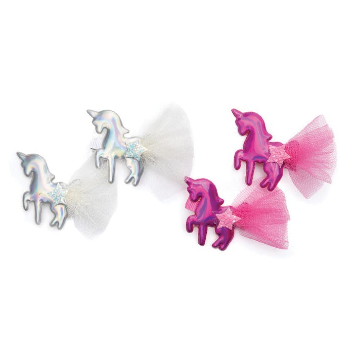 Great Pretenders Iridescent Unicorn Hair Clip, Pink/White