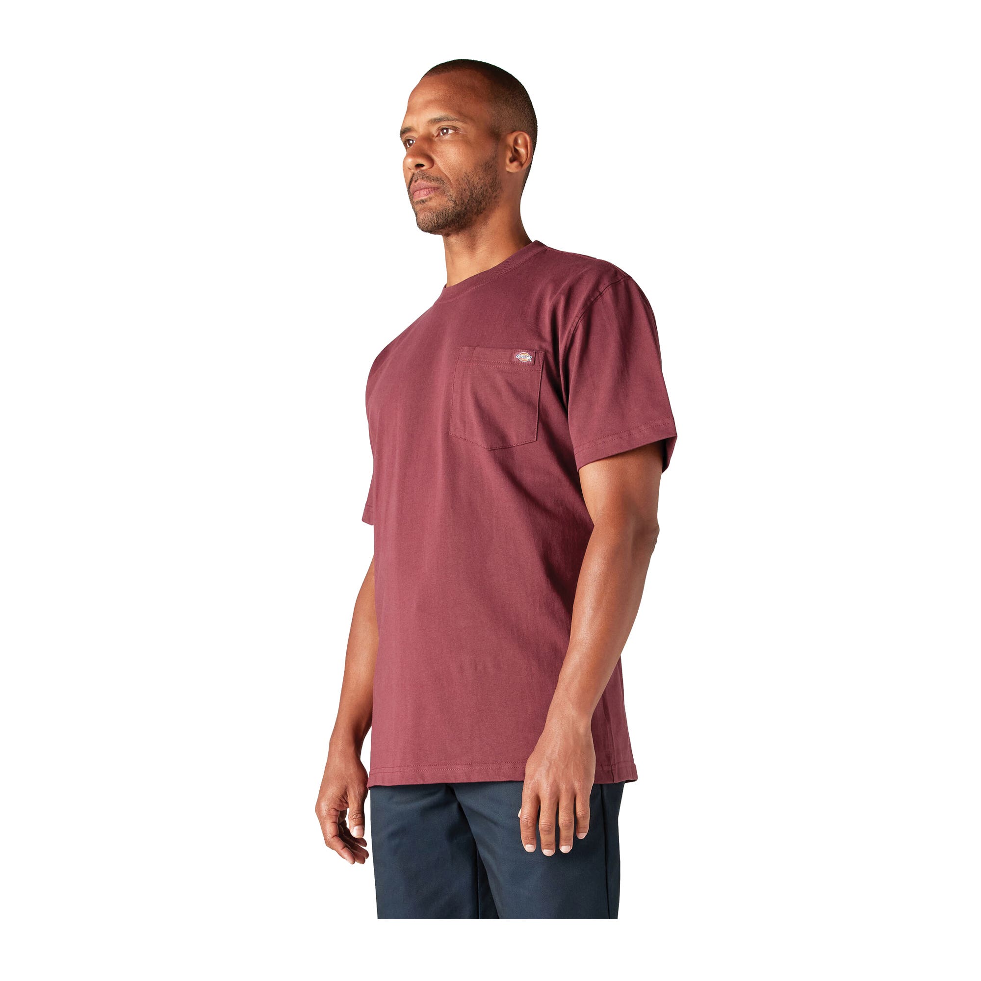 Dickies Men's Heavyweight Short Sleeve Pocket T-Shirt, Burgundy, 2XL