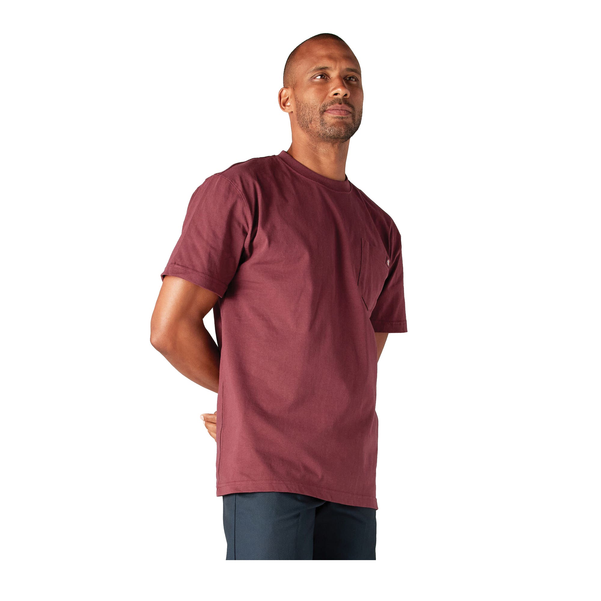 Dickies Men's Heavyweight Short Sleeve Pocket T-Shirt, Burgundy, 2XL