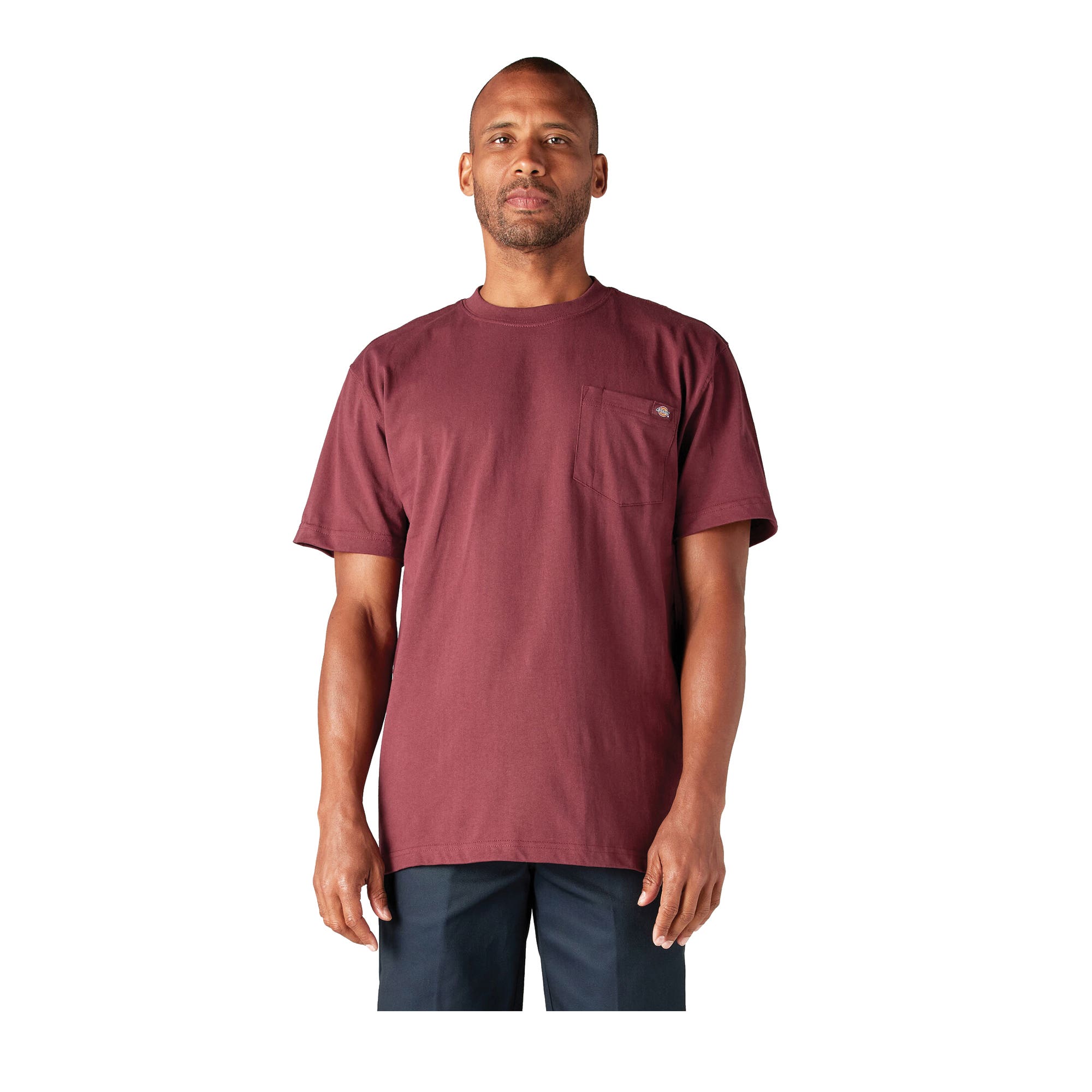 Dickies Men's Heavyweight Short Sleeve Pocket T-Shirt, Burgundy, Tall, L