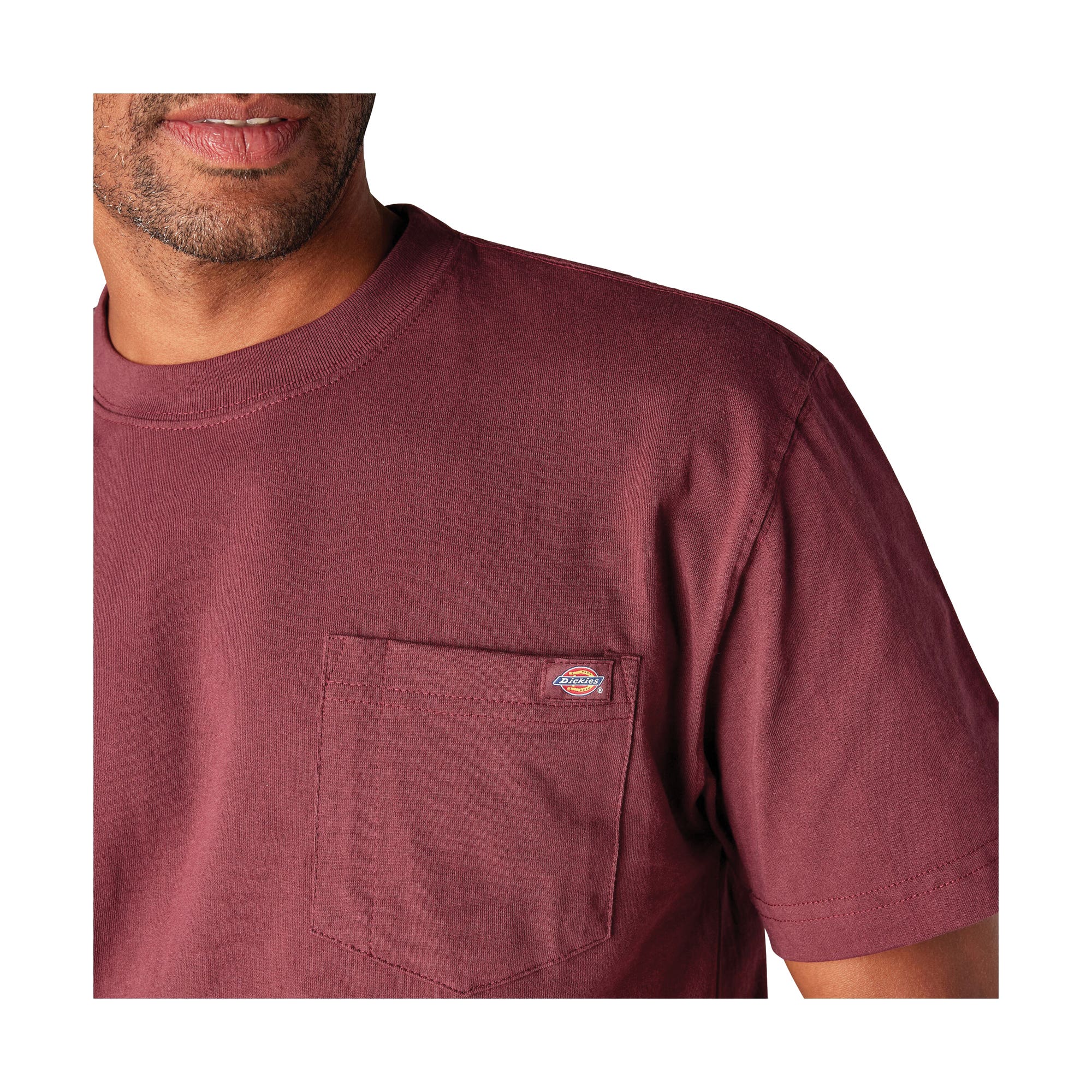 Dickies Men's Heavyweight Short Sleeve Pocket T-Shirt, Burgundy, XL