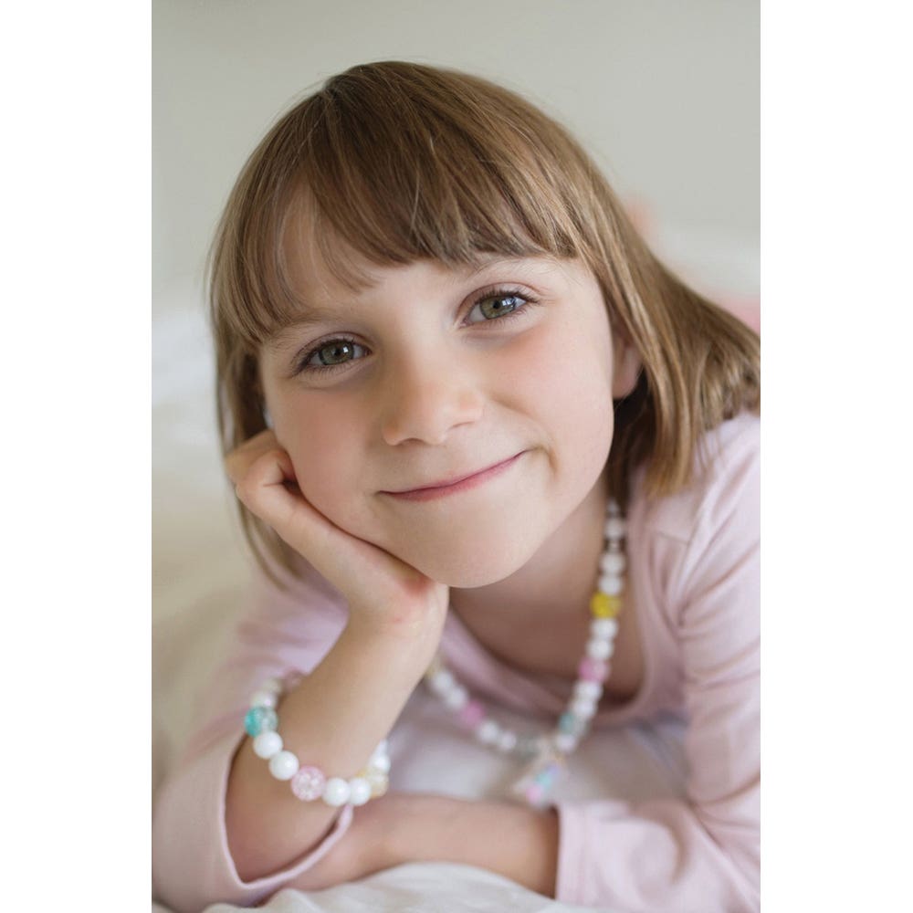 Great Pretenders Necklace and Bracelet Set, Unicorn, Beads, Blue/Pink/White/Yellow