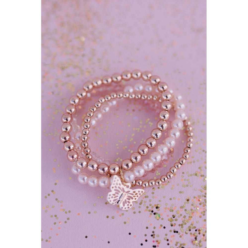 Great Pretenders Bracelet, Butterfly, Beads, Pearls, Gold