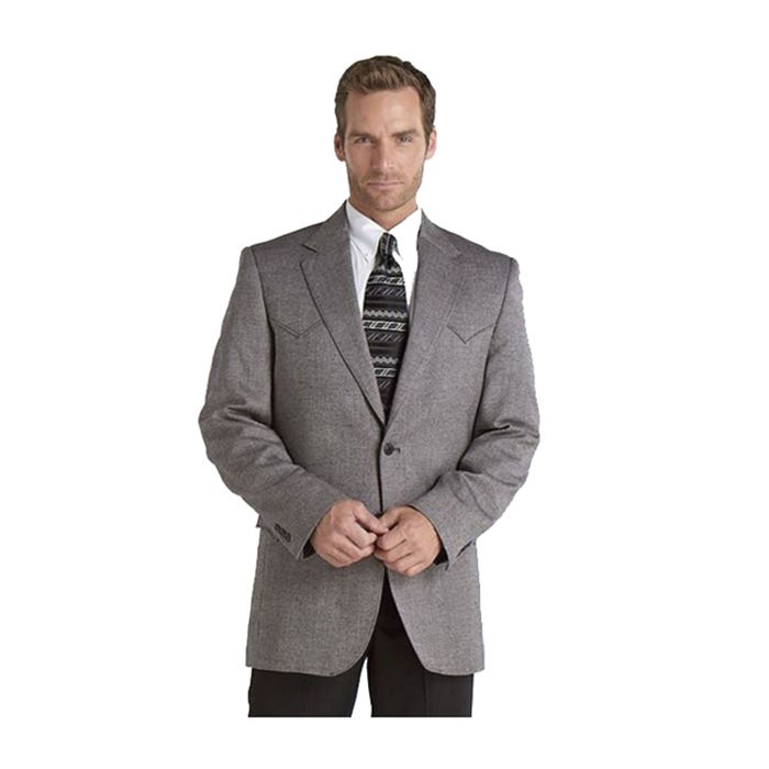 Circle S Plano Series Coat, 44, Polyester/Wool, Donegal Black, Button, Regular