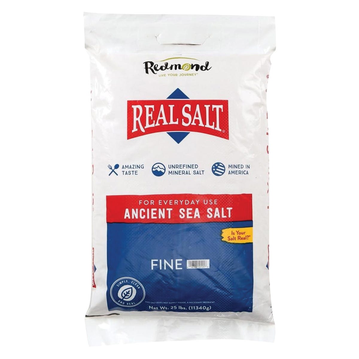 Real Salt Sea Salt, Ancient Fine, 25 lb, Bag