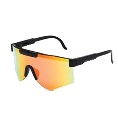 Front Porch Boutique Sport Shade Sunglasses, Polycarbonate, Black, Polarized, Red Lens