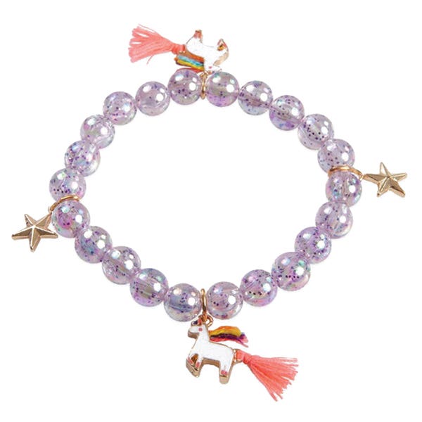 Great Pretenders Bracelet, Star, Unicorn, Beads, Purple Iridescent