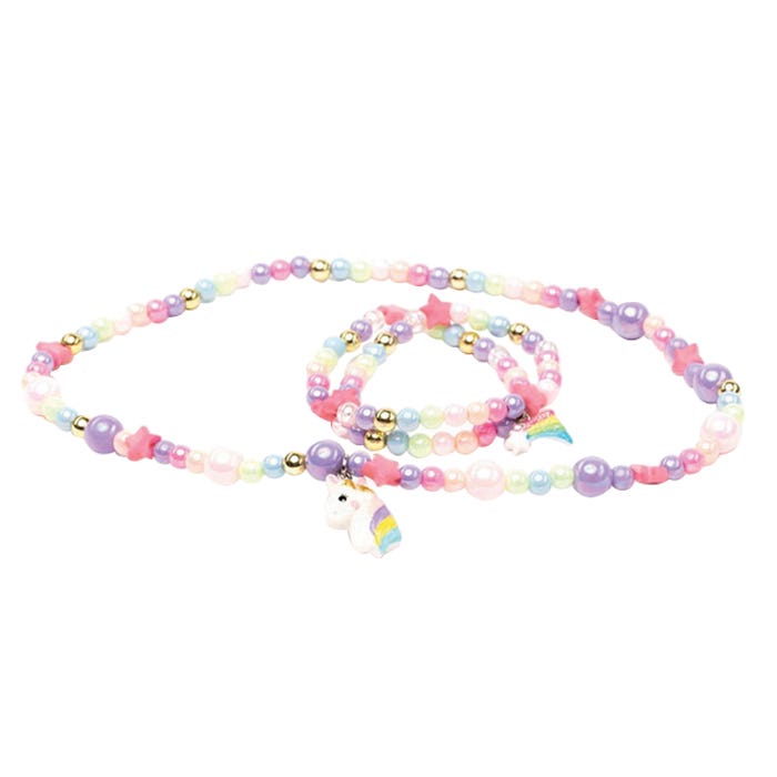 Great Pretenders Necklace and Bracelet Set, Cheerful Starry Unicorn, Beads