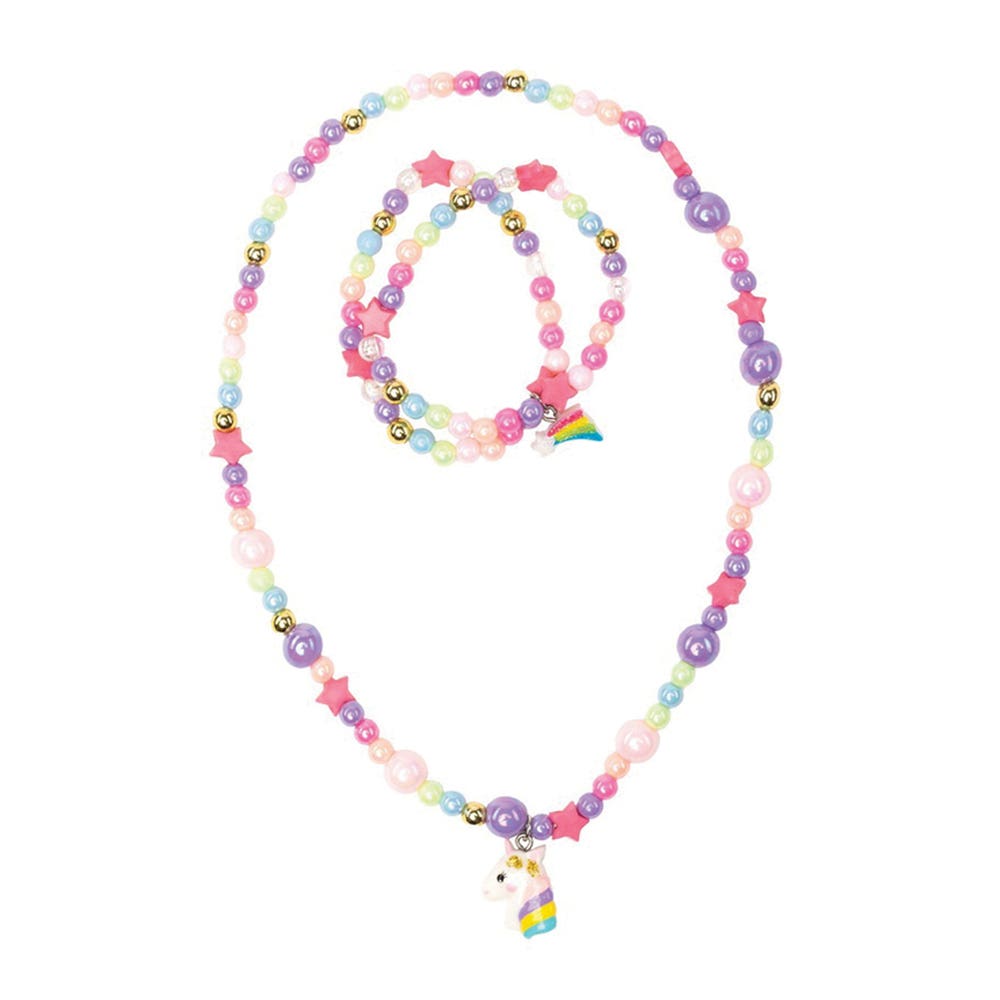 Great Pretenders Necklace and Bracelet Set, Cheerful Starry Unicorn, Beads