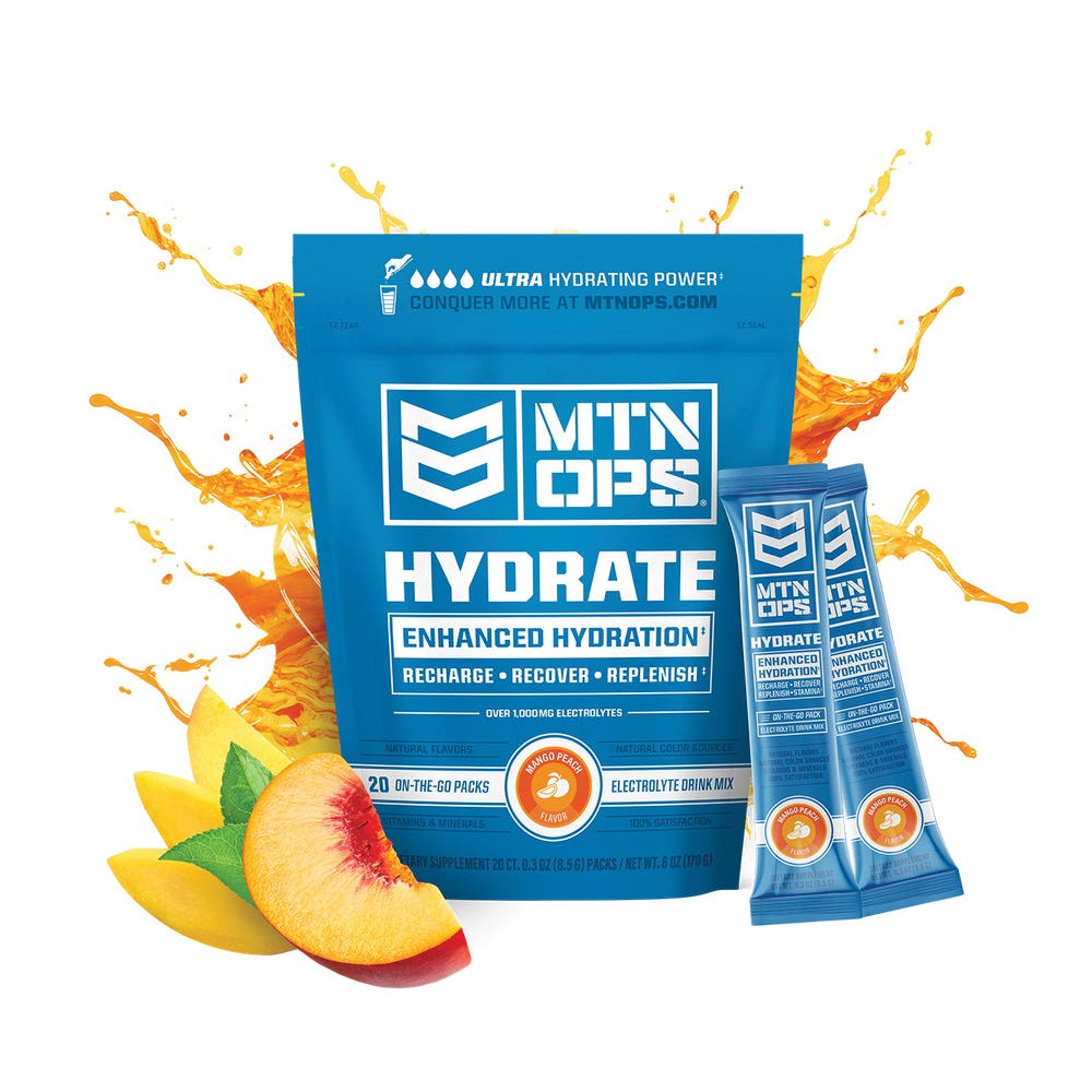 MTN OPS HYDRATE Series Drink Mix, Peach, Mango, 6 oz