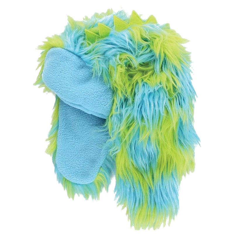 LazyOne Kid's and Adult Critter Cap, Monster, L, Faux Fur, Blue/Green