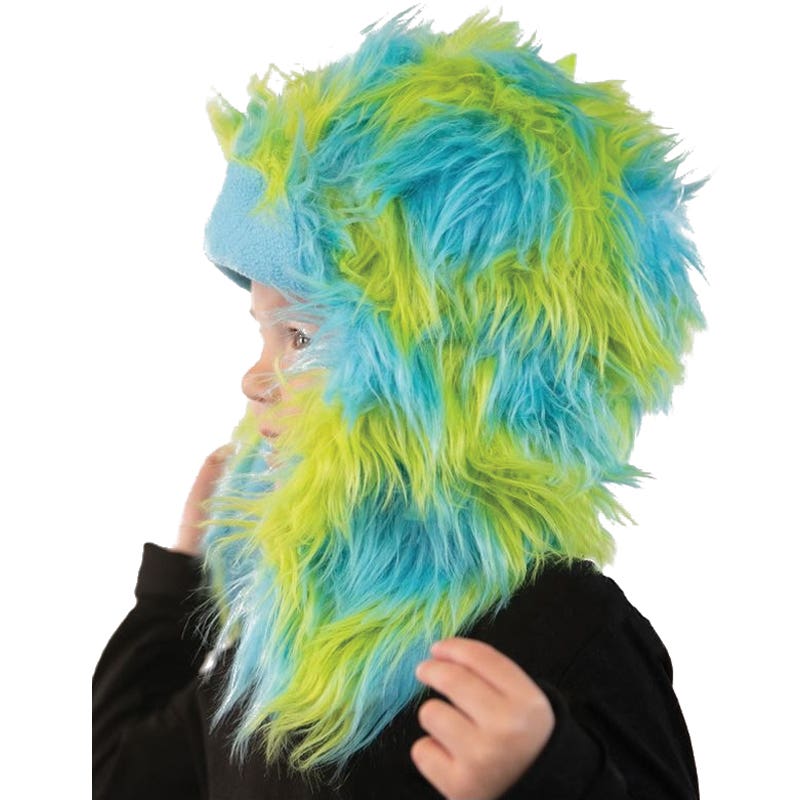 LazyOne Kid's and Adult Critter Cap, Monster, S, Faux Fur, Blue/Green