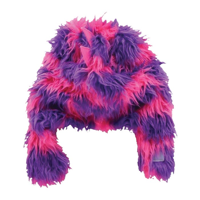 LazyOne Kid's and Adult Critter Cap, Monster, S, Faux Fur, Pink/Purple