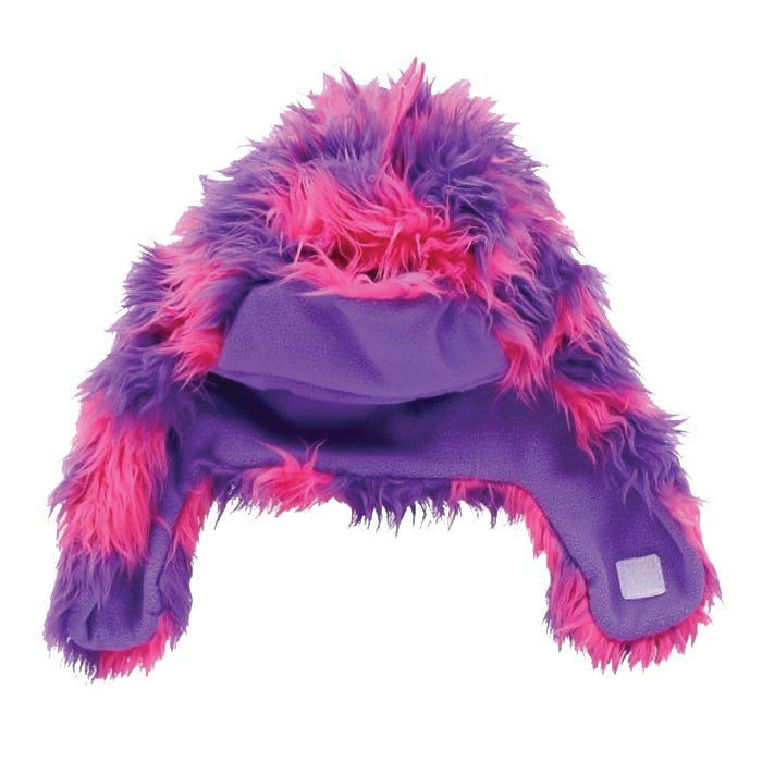 LazyOne Kid's and Adult Critter Cap, Monster, L, Faux Fur, Pink/Purple