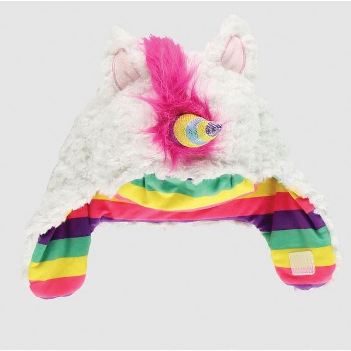 LazyOne Critter Cap, Unicorn, Girl's, S, Faux Fur, Multi-Color/Pink