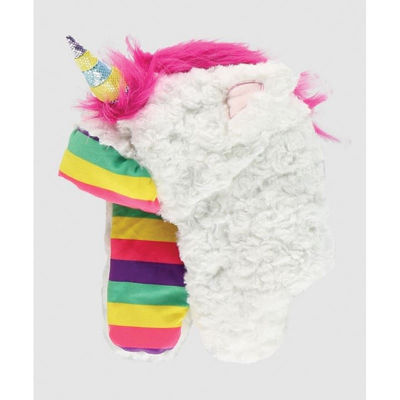 LazyOne Critter Cap, Unicorn, Girl's, S, Faux Fur, Multi-Color/Pink