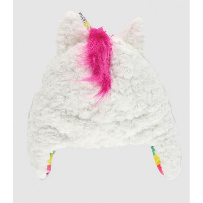 LazyOne Critter Cap, Unicorn, Girl's, L, Faux Fur, Multi-Color/Pink