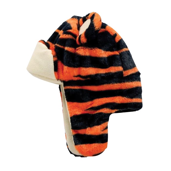 LazyOne Kid's and Adult Critter Cap, Tiger, S, Faux Fur