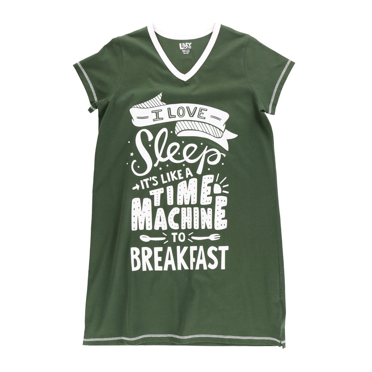 LazyOne Nightshirt, S/M, Permanent No Fade, Time Machine, Cotton, V-Neck