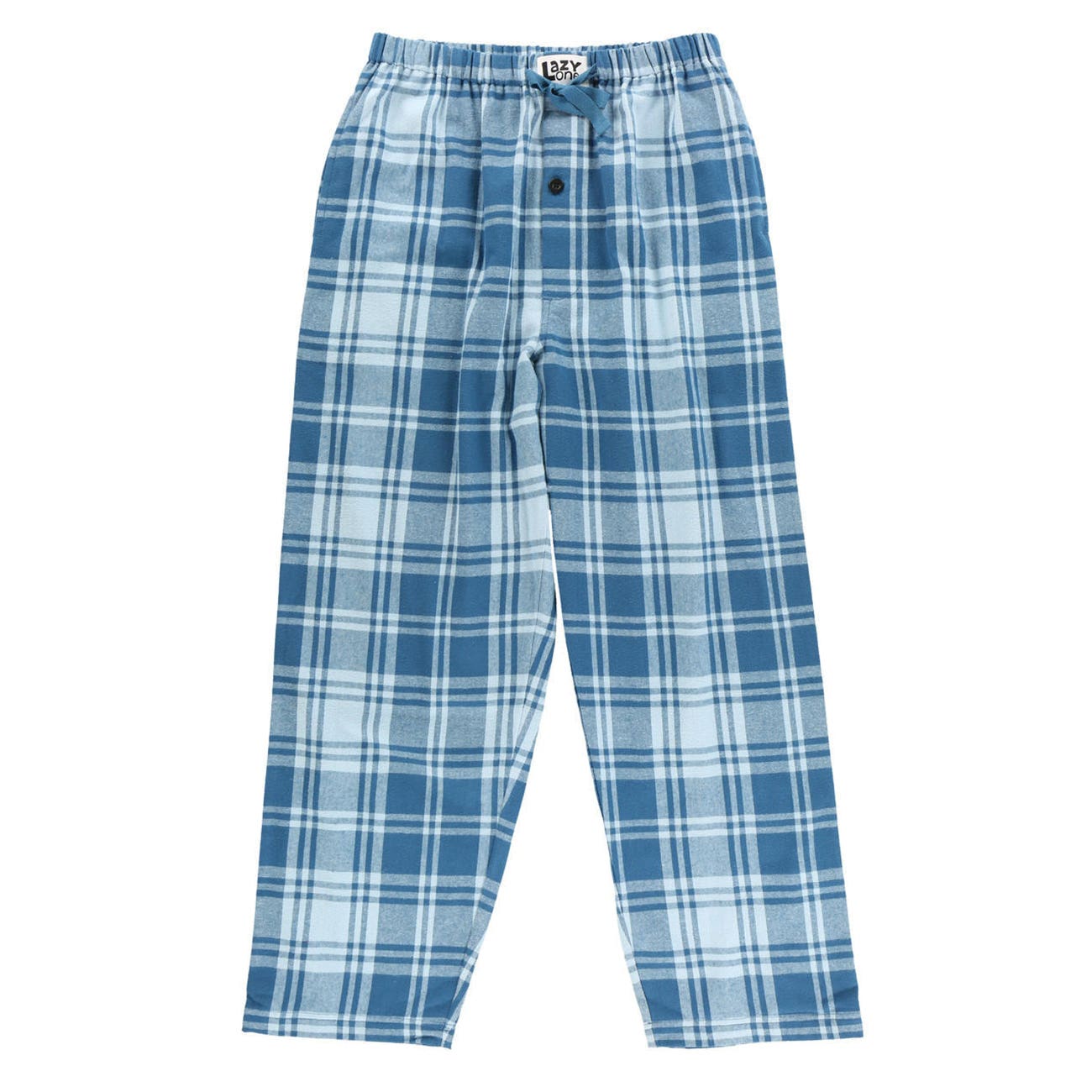 LazyOne Pajama Pants, M, 32 to 34 in, 41-1/2 in L, Blue Plaid, Relaxed