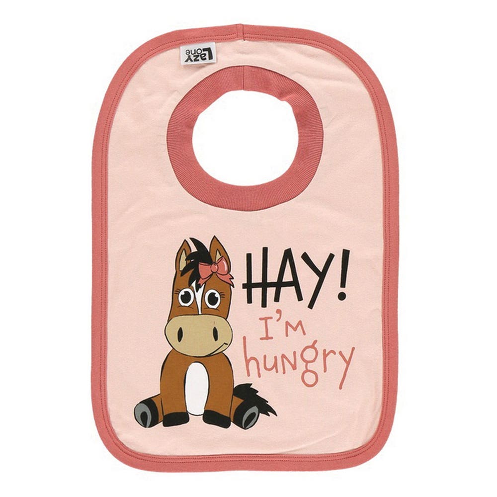 LazyOne Infant Bib, L, Hay I'm Hungry, Pink, Cotton