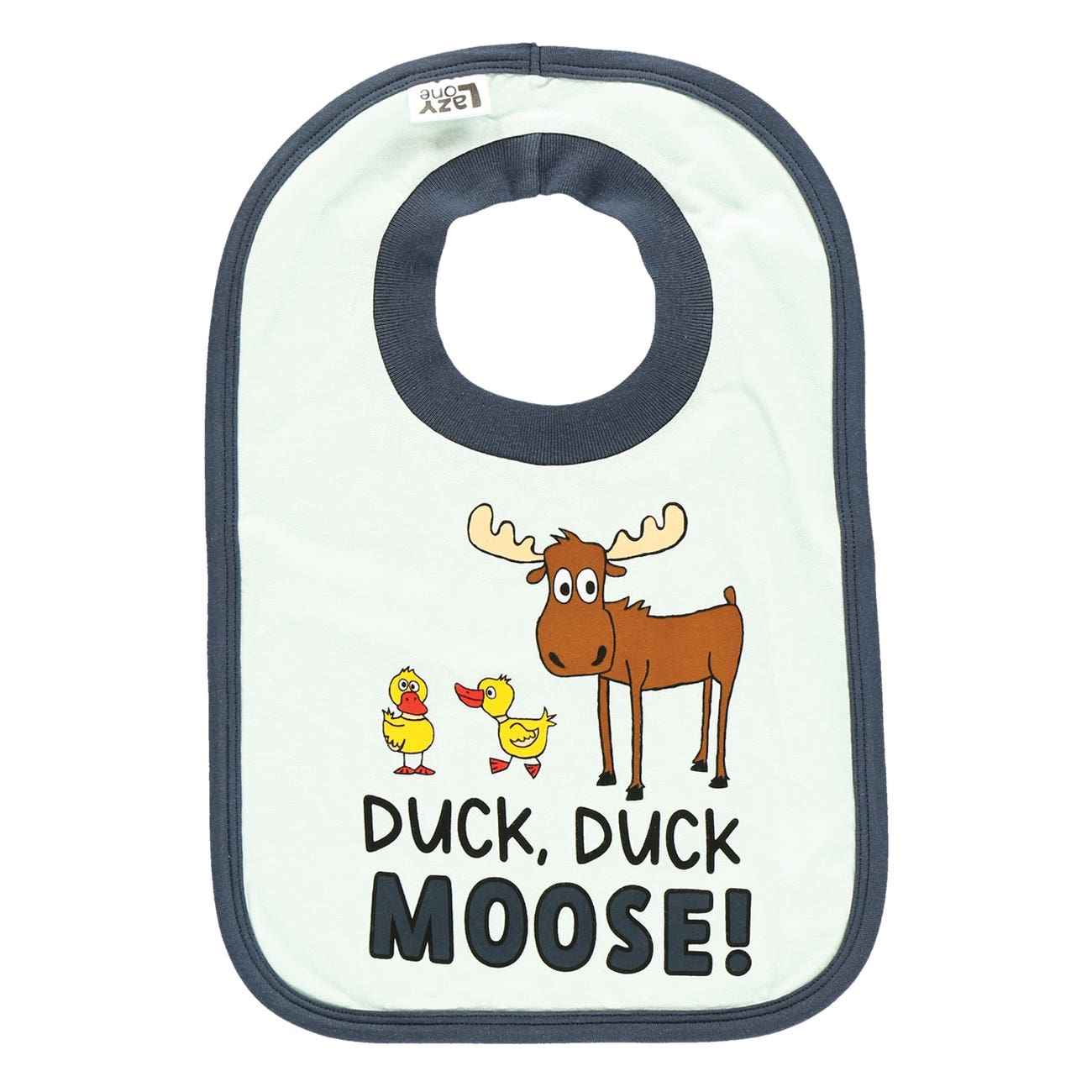 LazyOne Infant Bib, L, Duck Duck Moose, Light Blue, Cotton