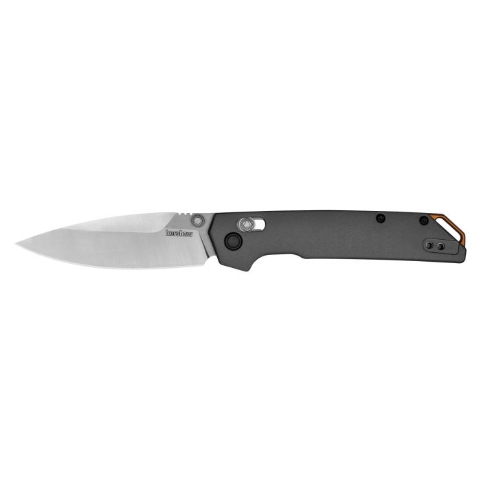 Kershaw Iridium Series Pocket Knife, 3.4 in L Blade, Carbon Steel Blade, Black/Gray Handle