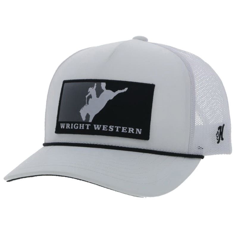 Hooey Hat, Wright Brothers Black, White, Grey Rectangle Patch, Men's, One Size Fits All, Odessa, White