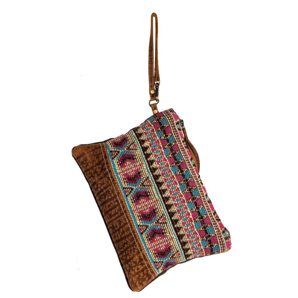Myra Bag Pouch, Colors of The Southwest, Tribal Inspired, Zipper
