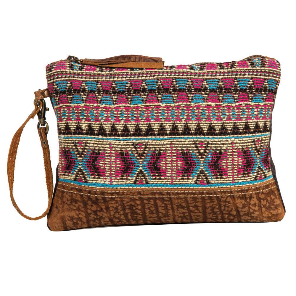Myra Bag Pouch, Colors of The Southwest, Tribal Inspired, Zipper